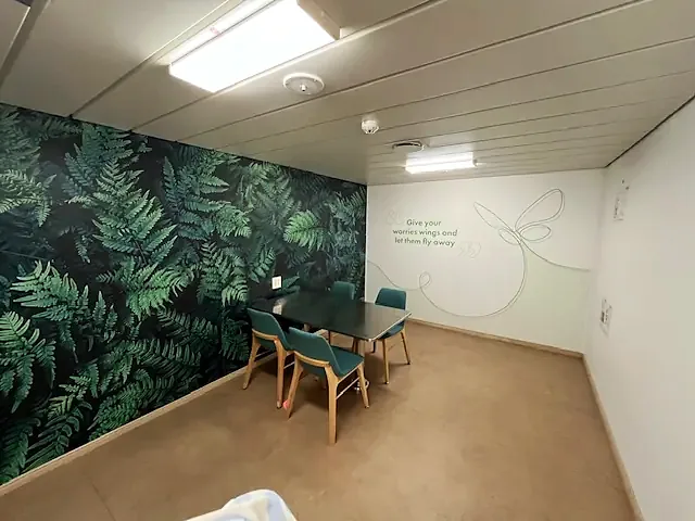 Møterom med fototapet av bregner