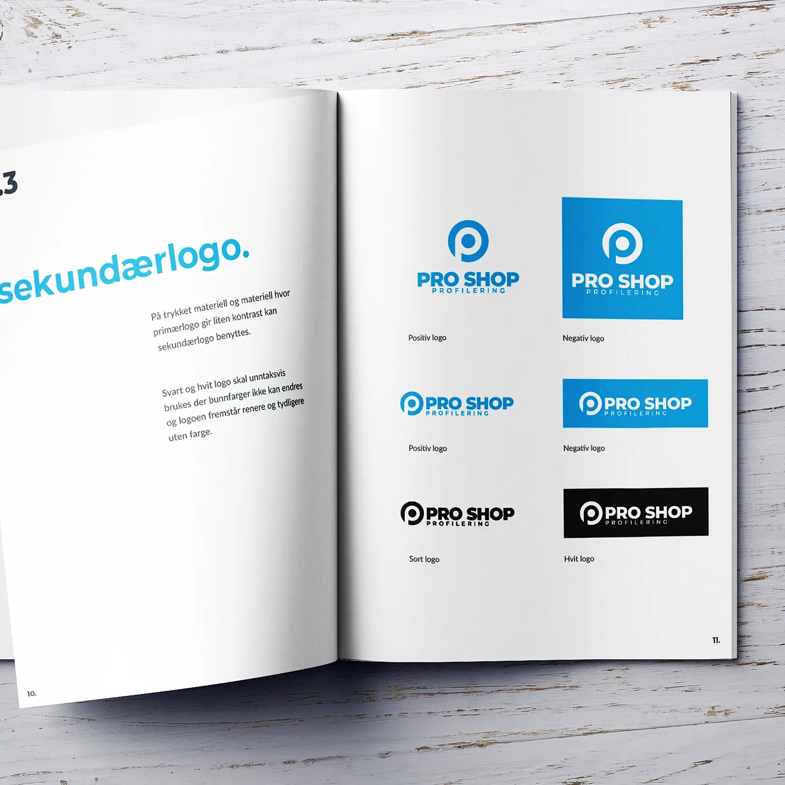 Side i designmanualen som viser sekundærlogoene